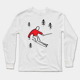 Skier Illustration Long Sleeve T-Shirt